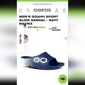 OOFOS Men's Sport Slide Sandal - Dark Blue, Bnwt, Size 10